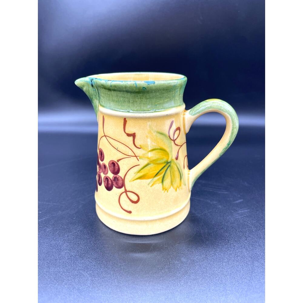Poterie Du Jabron Creamer Hand Painted Grapes Vines Provence Made in France